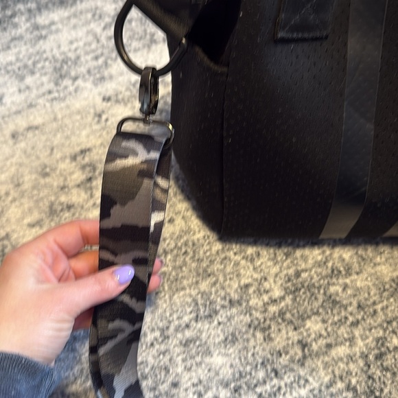 Black Mini Commuter Sling Bag with Camouflage Strap and Cell Phone Holder - Picture 8 of 11